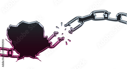 Photos A broken heart shatters free from a metal chain on a transparent background