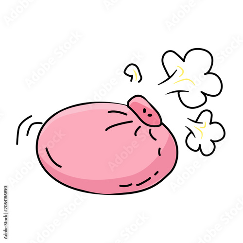 Canvastavla Pink Whoopee Cushion Fart Bag Joke Toy Vector Illustration