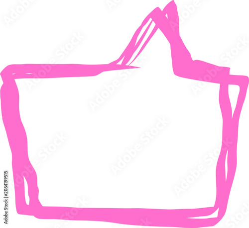Pink Crown Outline Hand Drawn Simple Shape Against White Background for Design