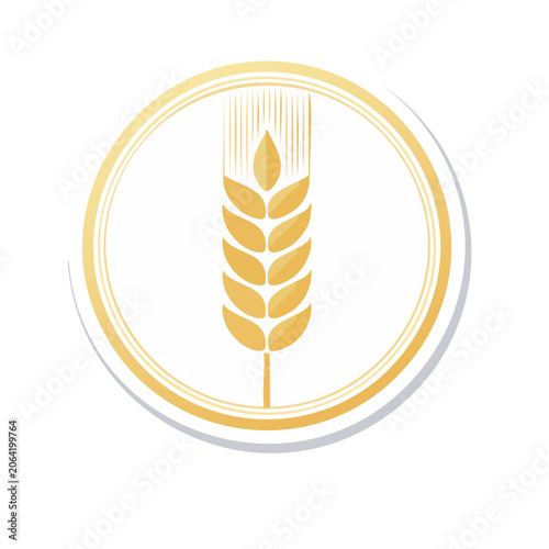 Golden wheat icon in circular frame