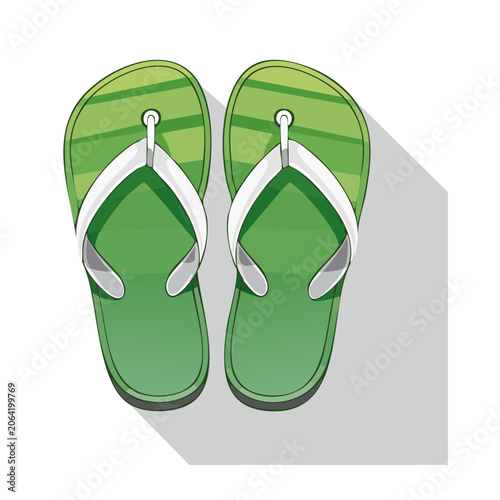 Green Flip Flops Flat Design Illustration