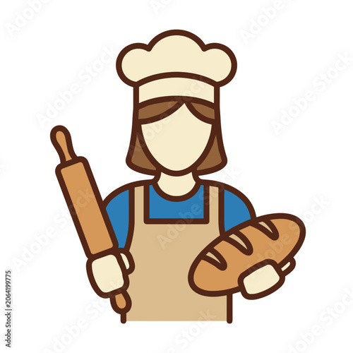 Minimal Baker Woman Icon