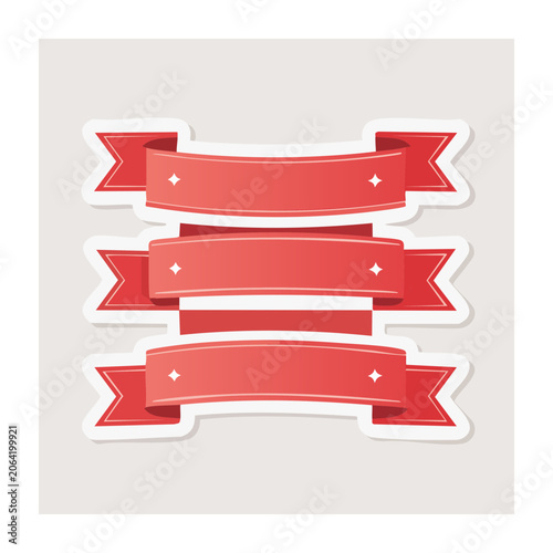 Stacked Red Ribbon Banners in Flat Design