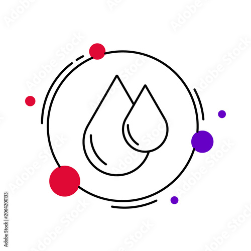 Water Drops Illustration, Pure Water Droplets, Fresh Aqua Splash, Liquid Drop Concept, Transparent Water Effect, icon