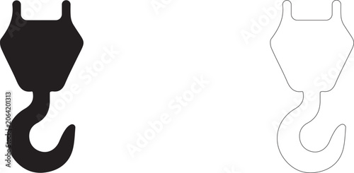 Fotografie Crane hook vector icon, industrial lifting hoist symbol, rigging hardware and workshop manufacturing