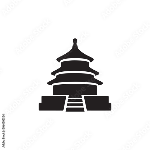 Temple of heaven building icon silhouette vector design art illustration