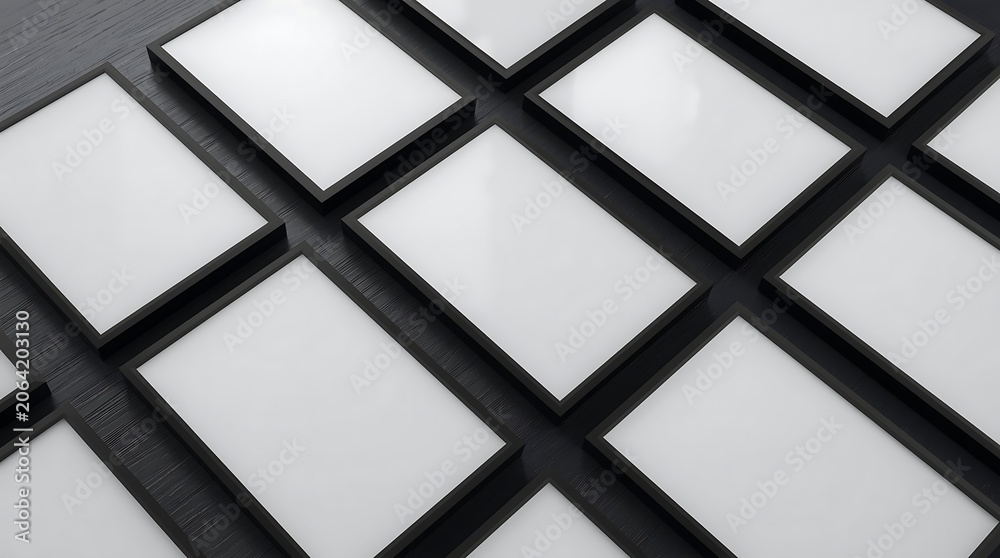 Obraz premium Arrangement of Blank White Business Cards on a Dark Surface, Mockup.