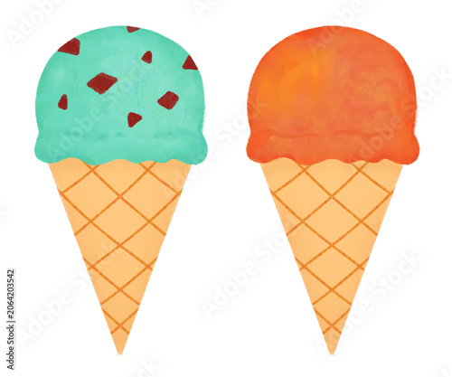 Ice Cream illustrations for Summer Wallpapers, Digital Backgrounds, Greeting Cards, Party Decor, Social Media, and Invitations