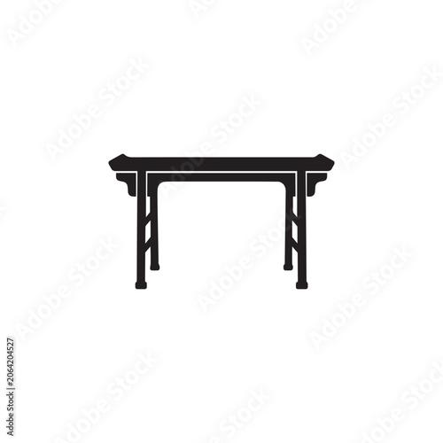 Table wood desk chinese icon silhouette vector design art illustration