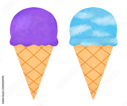 Ice Cream illustrations for Summer Wallpapers, Digital Backgrounds, Greeting Cards, Party Decor, Social Media, and Invitations