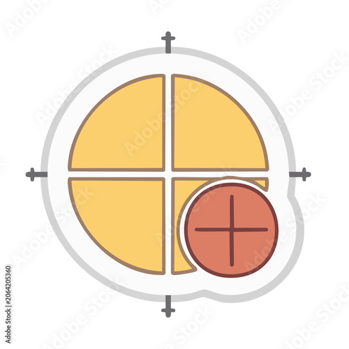 Flat design pie chart icon with segments