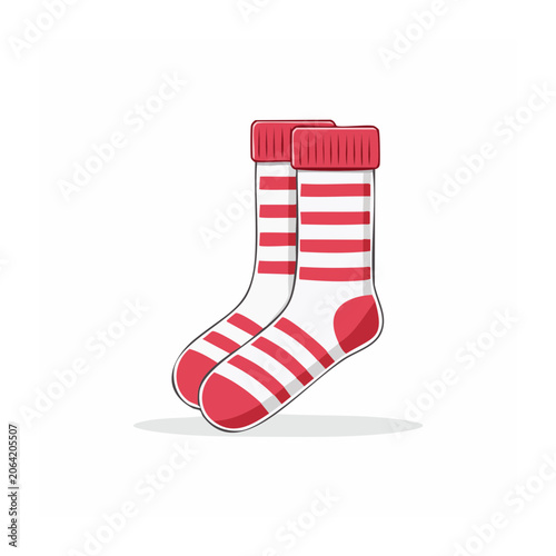 Red and White Striped Socks Illustration