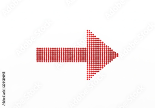 Large red arrow made of tiny colorful dots