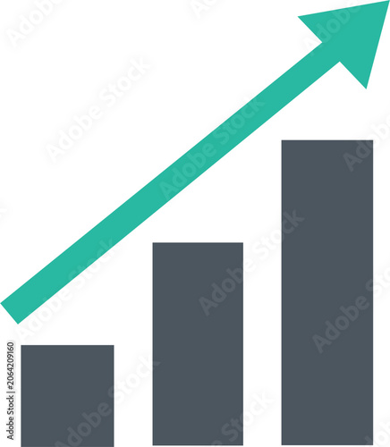 Teal Arrow Upward Graph Vector Illustration