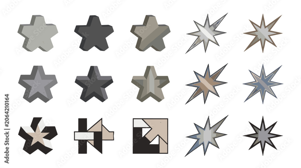 Obraz premium Collection of abstract star and geometric shape icons