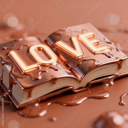 Liquid Metal Book Macro 3D Render