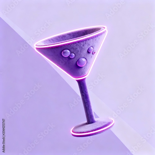 Velvet Lavender Neon Cocktail Glass