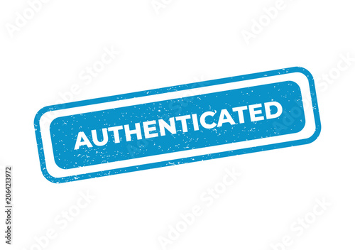 Schilderij op canvas Blue authenticated rubber stamp icon with a grunge texture effect