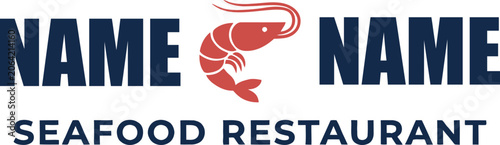 Photos Premium Seafood Restaurant Logo Design with Modern Shrimp Icon | Minimalist Seaf