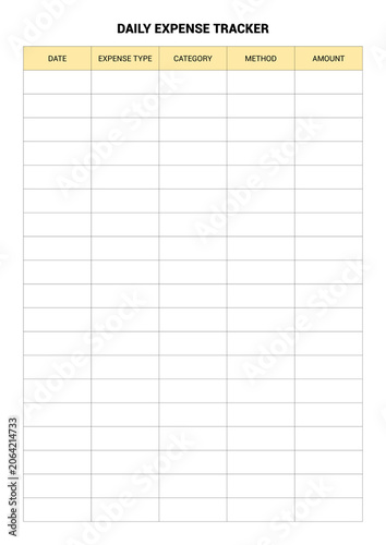 Cuadro en lienzo Daily Expense Tracker Template