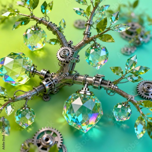 Iridescent Geobotanical Crystal Tree