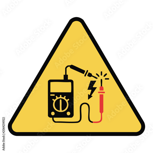 Obraz na plátne Electrical testing danger multimeter probe lightning bolt.