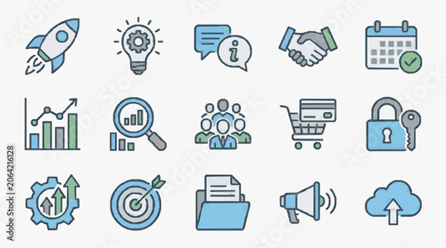 Фотография Sleek Icons for Modern Business Strategy Innovation and Digital Transformation E