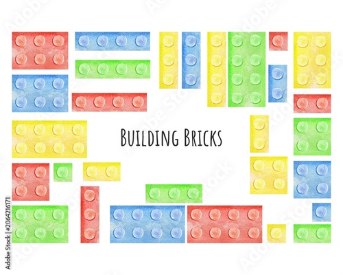 Watercolor Building Bricks Elements Collection