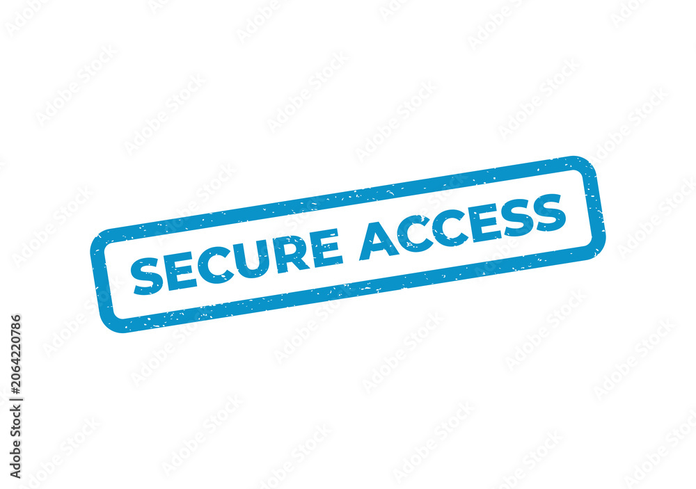 Fototapeta premium Blue rectangular rubber stamp with the text secure access on it
