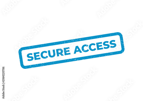 Blue rectangular rubber stamp with the text secure access on it