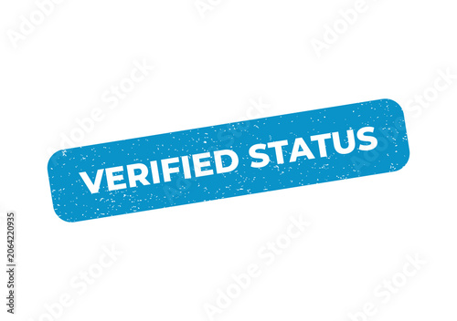 Blue rectangular rubber stamp with the text verified status inside