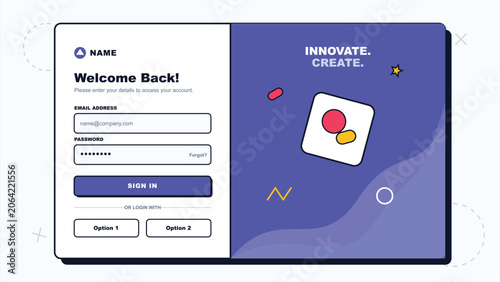 Foto User Login Interface Portal Modern Flat Illustration Website App UI UX Template