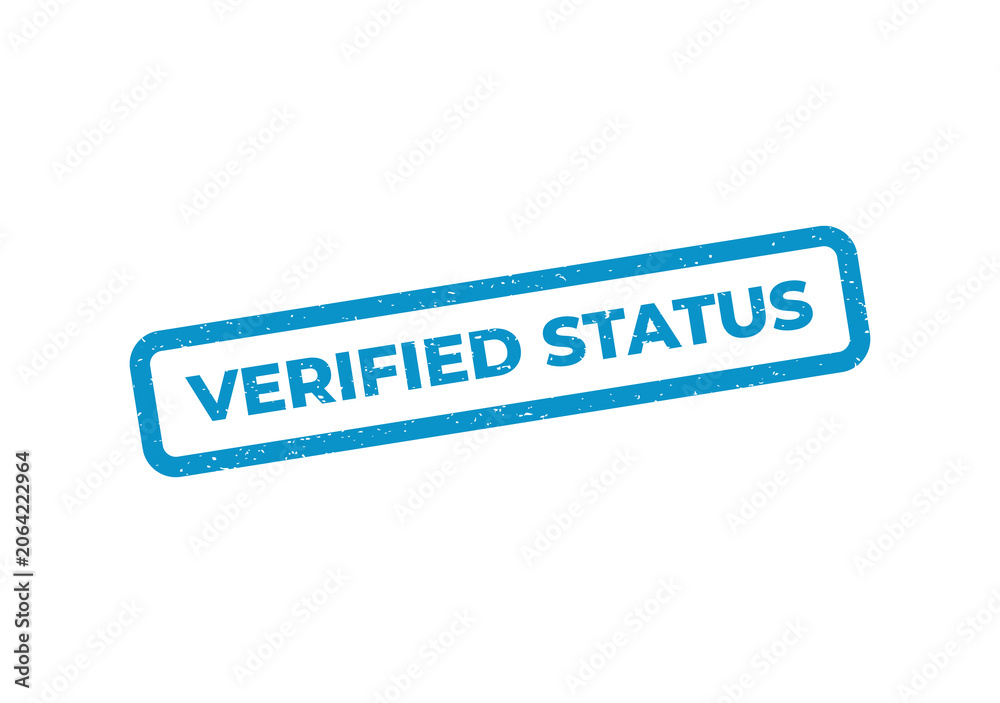 Fototapeta premium Blue rubber stamp with the text verified status inside a rectangle