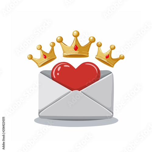 Envelope with Heart and Crowns Illustration
