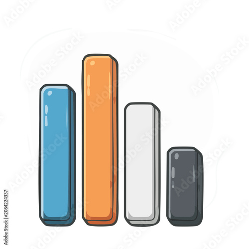 Flat design battery icons in different charge levels
