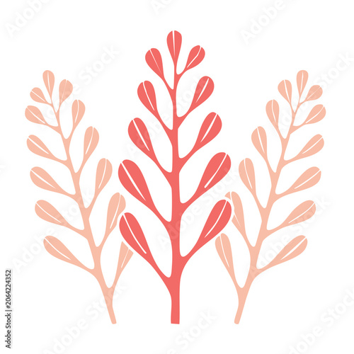 Flat design branches with red and pink leaves