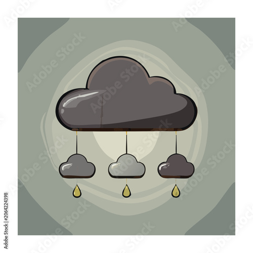 Flat design illustration of a rain cloud with raindrops