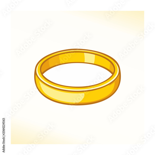 Gold wedding ring illustration on light background