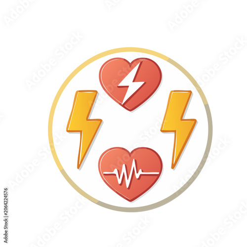 Heart and Lightning Bolt Medical Icons Set