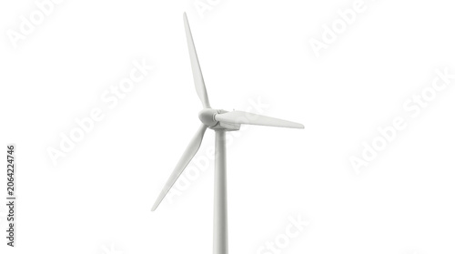 Fotografía Modern wind turbine with three blades for sustainable energy production isolated on transparent background