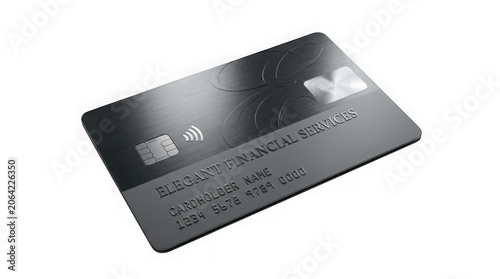 Sleek Black Credit Card With Chip And Contactless Symbol