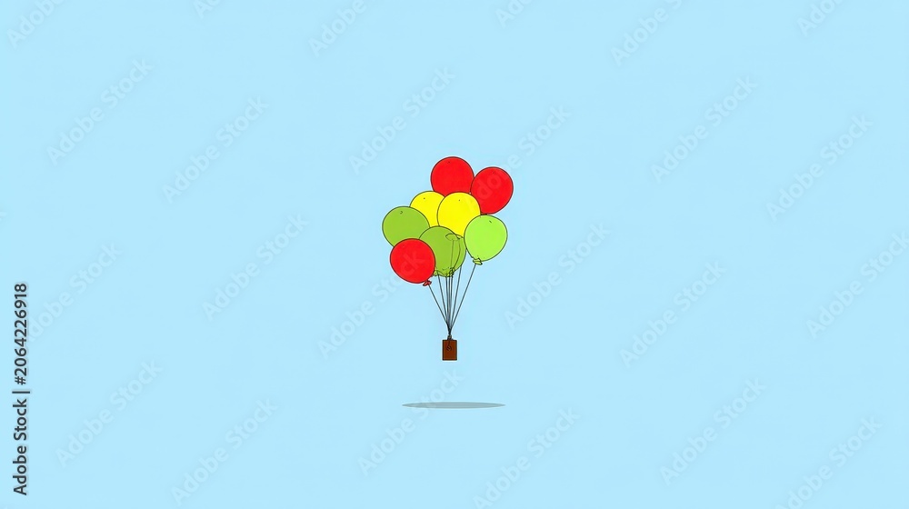 Fototapeta premium Colorful Balloons Floating Against a Light Blue Background