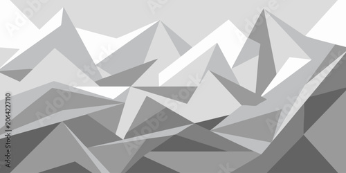 Εκτύπωση καμβά A stunning illustration of geometric mountains under a grey sky.