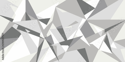 Foto Geometric shapes overlap in a complex grey and white abstract illustration