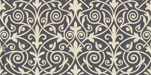 Fotografia Vibrant floral patterns unfold in a classic damask design on a textured surface
