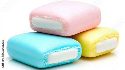 Colorful Soap Bars in Pastel Shades Displayed on a Bright Surface