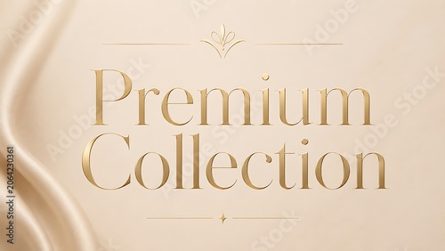 Premium collection elegant gold text on soft fabric background with collection background branding exclusive sophisticated marketing promotion minimalist template goldleaf metallic boutique