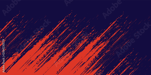 Konstfotografi Abstract Grunge Brush Stroke Pattern Vector, Bold Red Paint Texture on Dark Navy