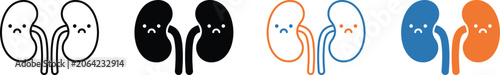 Foto Sad kidneys with frowning faces on transparent background PNG