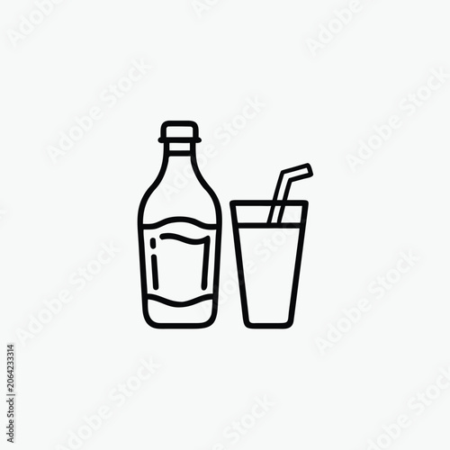  juice beverage bottle with glass line art